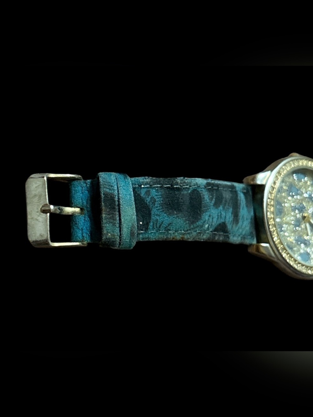 Crystal Accent Blue Leopard Print Strap Women's Watch - Picture 3 of 4